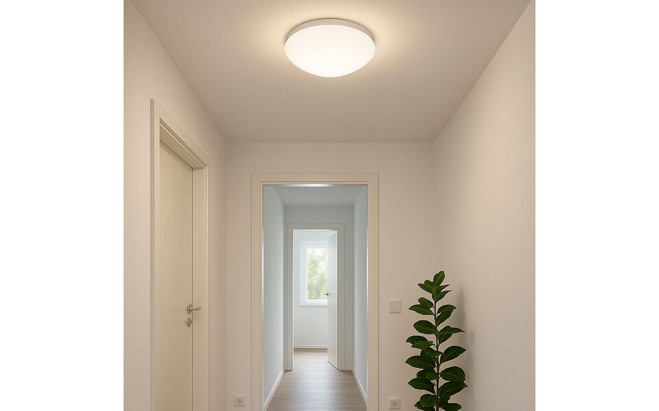 HLW LED LED Plafondlamp met Bewegingssensor - 360° Sensor - E27 Fitting - Opbouw - Ovaal - Mat Wit - Glas