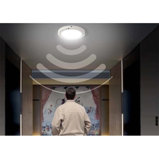 HLW LED LED Plafondlamp met Bewegingssensor + Dag en Nacht Sensor - 18W - Aanpasbare Kleur CCT - 360° Zichthoek - Opbouw/Inbouw - Rond - Mat Wit