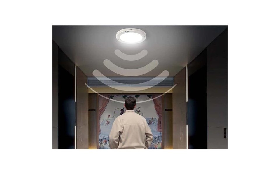 HLW LED LED Ceiling Light with Motion Sensor + Day and Night Sensor - 18W - Adjustable Color CCT - 360° Viewing Angle - Surface Mounted/Recessed - Round - Matte White