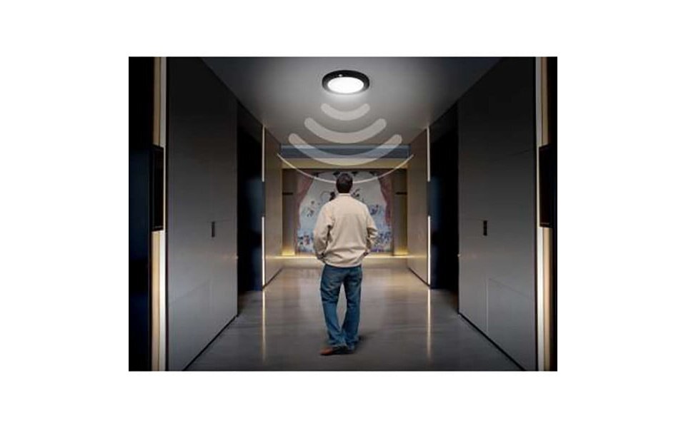 HLW LED LED Plafondlamp met Bewegingssensor + Dag en Nacht Sensor - 18W - Warm Wit 3000K - 360° Zichthoek - Opbouw/Inbouw - Rond - Mat Zwart HLW LED LED Plafondlamp met Bewegingssensor + Dag en Nacht Sensor - 18W - Warm Wit 3000K - 360° Zichthoek - Opbouw/Inbouw - Rond - Mat Zwart