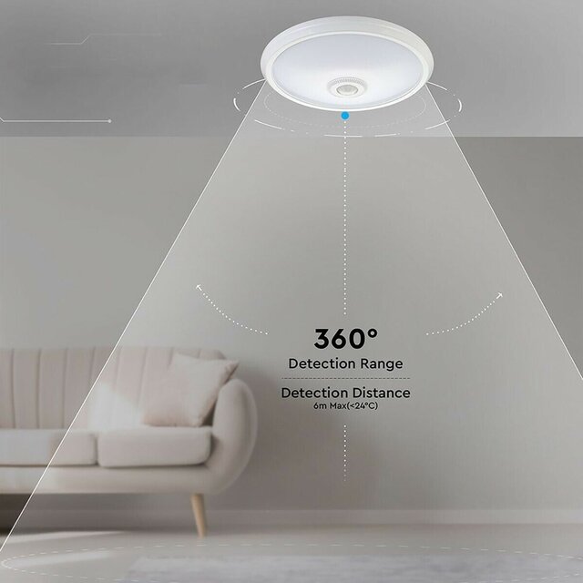 HLW LED LED Ceiling Light with Sensor + Day and Night Sensor - Kozolux Crimpy - 20W 1500lm - Natural White 4200K - Surface Mounted - Round - White