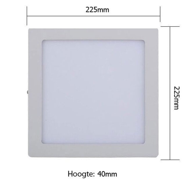 HLW LED LED Downlight - Surface-mounted Square 18W - Bright/Cool White 6400K - Matte White Aluminum - 225mm HLW LED LED Downlight - Surface-mounted Square 18W - Bright/Cool White 6400K - Matte White Aluminum - 225mm