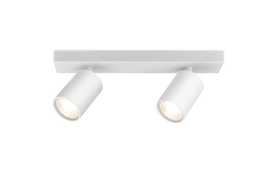 HLW LED LED Plafondspot - Brinton Betin - GU10 Fitting - 2-lichts - Rond - Mat Wit - Kantelbaar - Aluminium