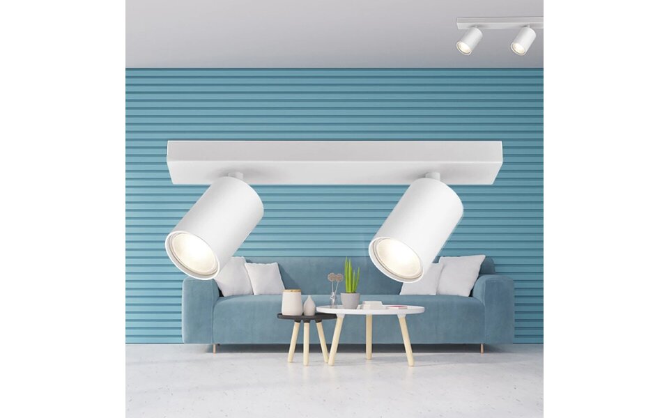 HLW LED LED Plafondspot - Brinton Betin - GU10 Fitting - 2-lichts - Rond - Mat Wit - Kantelbaar - Aluminium