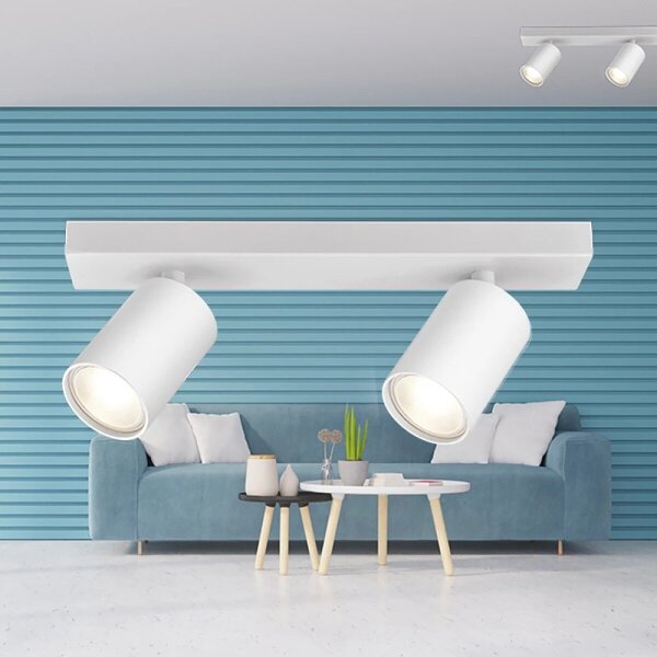 HLW LED LED Plafondspot - Brinton Betin - GU10 Fitting - 2-lichts - Rond - Mat Wit - Kantelbaar - Aluminium HLW LED LED Plafondspot - Brinton Betin - GU10 Fitting - 2-lichts - Rond - Mat Wit - Kantelbaar - Aluminium