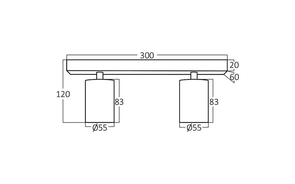HLW LED LED Ceiling Spotlight - Brinton Betin - GU10 Fitting - 2 Lights - Round - Matte White - Tiltable - Aluminum