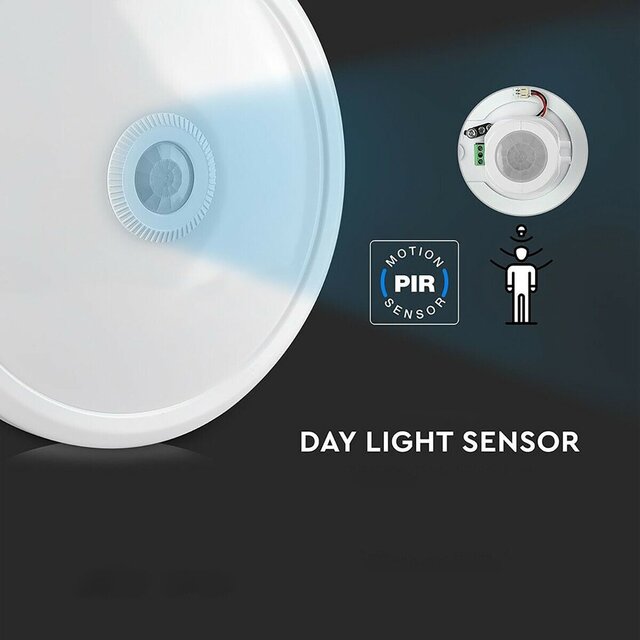 HLW LED LED Plafondlamp met Sensor + Dag en Nacht Sensor - Kozolux Crimpy - 20W 1500lm - Aanpasbare Lichtkleur CCT - Opbouw - Rond - Wit HLW LED LED Plafondlamp met Sensor + Dag en Nacht Sensor - Kozolux Crimpy - 20W 1500lm - Aanpasbare Lichtkleur CCT - Opbouw - Rond - Wit
