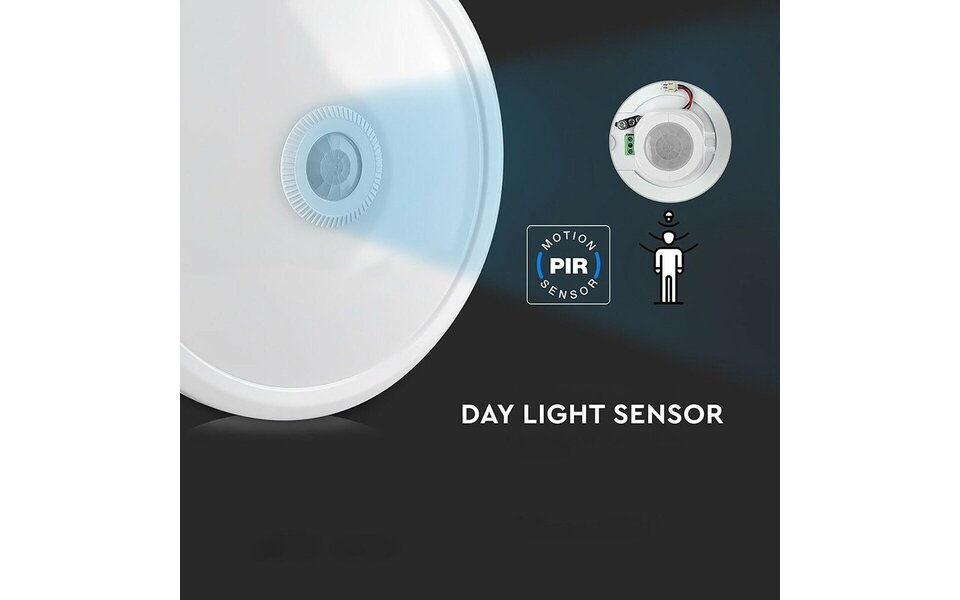 HLW LED LED Ceiling Lamp with Sensor + Day and Night Sensor - Kozolux Crimpy - 20W 1500lm - Adjustable Light Color CCT - Surface Mounted - Round - White HLW LED LED Ceiling Lamp with Sensor + Day and Night Sensor - Kozolux Crimpy - 20W 1500lm - Adjustable Light Color CCT - Surface Mounted - Round - White