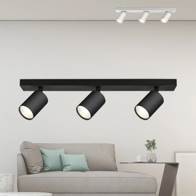 mat zwarte LED plafondspot Brinton Betin met drie lichtpunten en GU10 fitting tot 35W