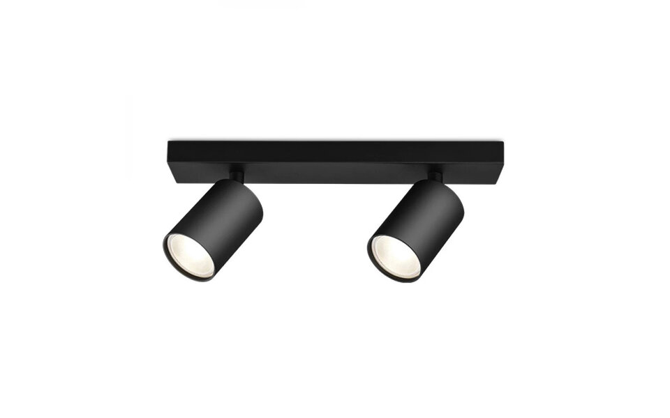 HLW LED LED Plafondspot - Brinton Betin - GU10 Fitting - 2-lichts - Rond - Mat Zwart - Kantelbaar - Aluminium HLW LED LED Plafondspot - Brinton Betin - GU10 Fitting - 2-lichts - Rond - Mat Zwart - Kantelbaar - Aluminium