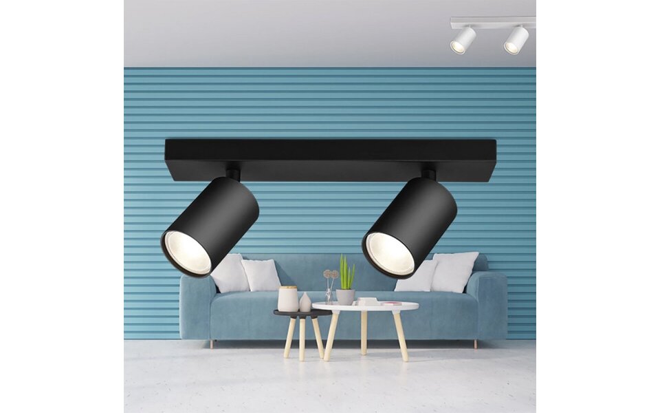 HLW LED LED Plafondspot - Brinton Betin - GU10 Fitting - 2-lichts - Rond - Mat Zwart - Kantelbaar - Aluminium HLW LED LED Plafondspot - Brinton Betin - GU10 Fitting - 2-lichts - Rond - Mat Zwart - Kantelbaar - Aluminium