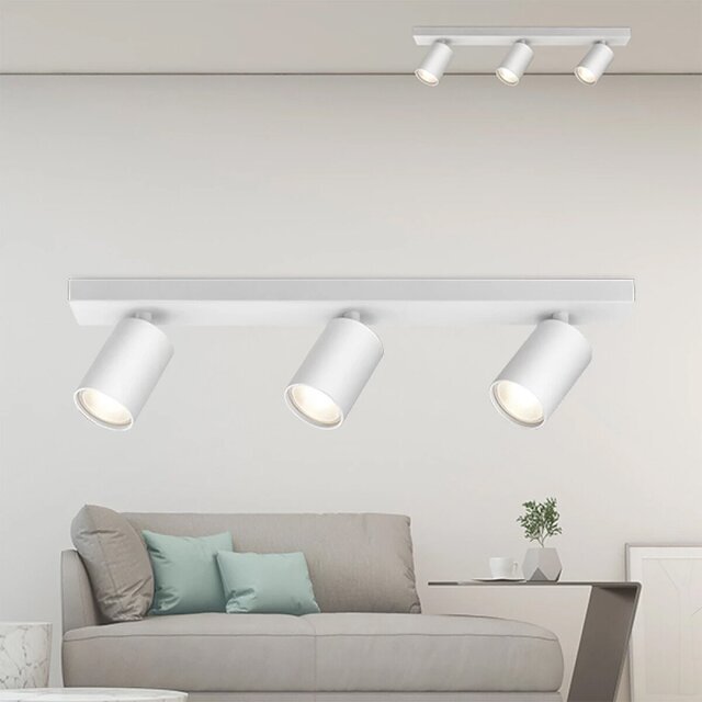 Mat witte kantelbare LED plafondspot met 3 GU10 fittingen tot 35W voor binnenverlichting Mat witte kantelbare LED plafondspot met 3 GU10 fittingen tot 35W voor binnenverlichting