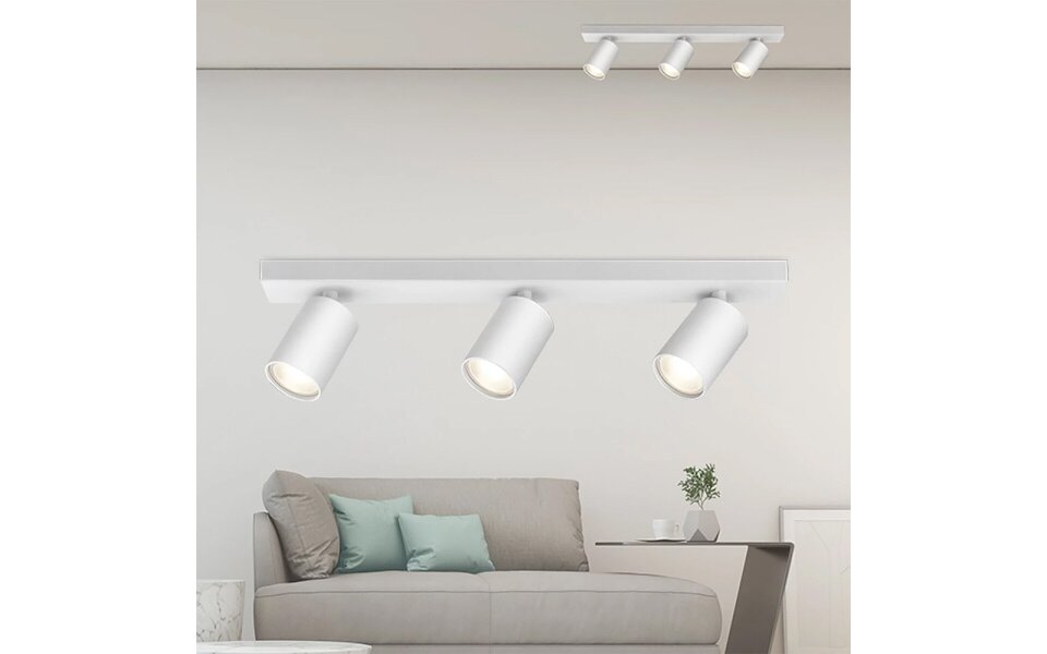 HLW LED LED Plafondspot - Brinton Betin - GU10 Fitting - 3-lichts - Rond - Mat Wit - Kantelbaar - Aluminium