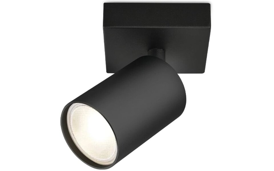 HLW LED LED Plafondspot - Brinton Betin - GU10 Fitting - 1-lichts - Rond - Mat Zwart - Kantelbaar - Aluminium