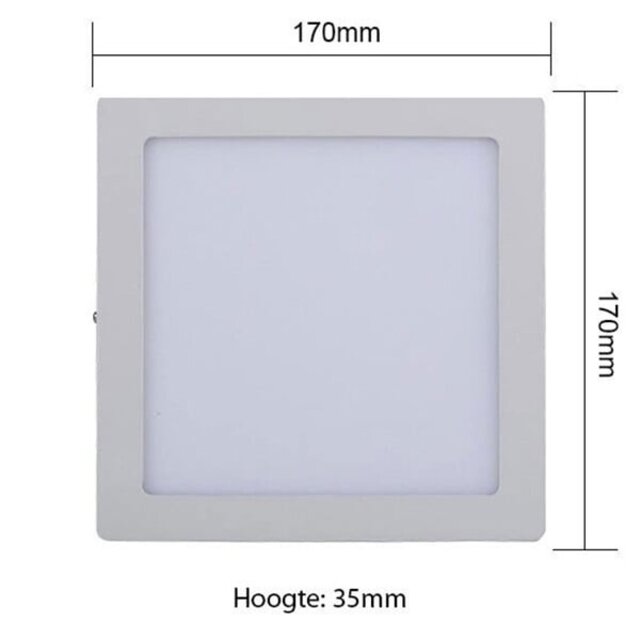 HLW LED LED Downlight - Surface Mounted Square 12W - Warm White 3000K - Matte White Aluminum - 170mm HLW LED LED Downlight - Surface Mounted Square 12W - Warm White 3000K - Matte White Aluminum - 170mm