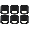LED Opbouwspot Set 6x Ø105mm Mat Zwart 5W 4200K LED Opbouwspot Set 6x Ø105mm Mat Zwart 5W 4200K