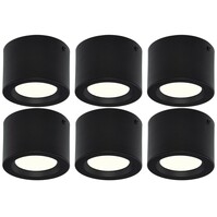 LED Opbouwspot Set 6x Ø105mm Mat Zwart 5W 4200K