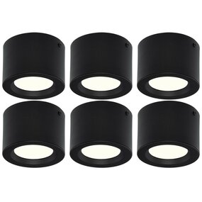 LED Opbouwspot Set 6x Ø105mm Mat Zwart 5W 4200K LED Opbouwspot Set 6x Ø105mm Mat Zwart 5W 4200K