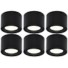 LED Opbouwspot Set 6x Ø105mm Mat Zwart 5W 4200K Binnenverlichting