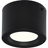 Zes mat zwarte ronde LED opbouwspots van 105mm met 5W vermogen en neutraal wit licht 4200K