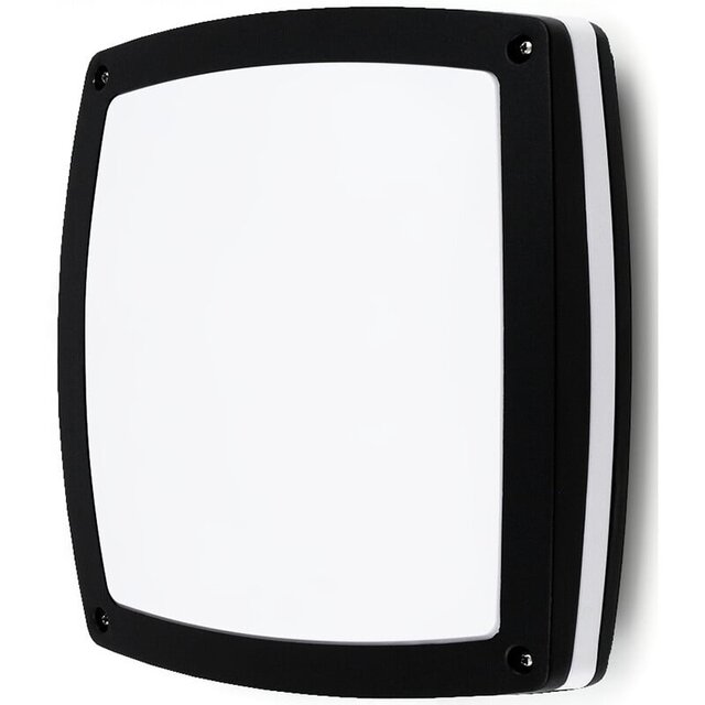 vierkante mat zwarte LED badkamerlamp met E27 fitting en IP44 bescherming tot 18W vermogen