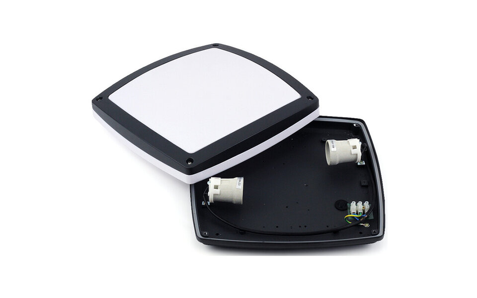 HLW LED LED Plafondlamp - Badkamerlamp - Prixa Pauly - Opbouw - Vierkant - E27 Fitting - Spatwaterdicht IP44 - Mat Zwart