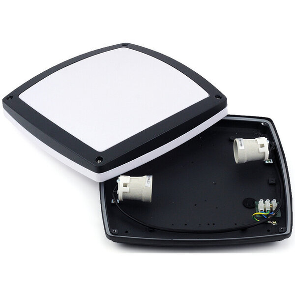 HLW LED LED Plafondlamp - Badkamerlamp - Prixa Pauly - Opbouw - Vierkant - E27 Fitting - Spatwaterdicht IP44 - Mat Zwart HLW LED LED Plafondlamp - Badkamerlamp - Prixa Pauly - Opbouw - Vierkant - E27 Fitting - Spatwaterdicht IP44 - Mat Zwart