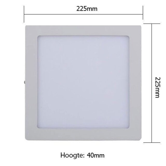 HLW LED LED Downlight - Surface Mounted Square 18W - Natural White 4200K - Matt White Aluminum - 225mm HLW LED LED Downlight - Surface Mounted Square 18W - Natural White 4200K - Matt White Aluminum - 225mm