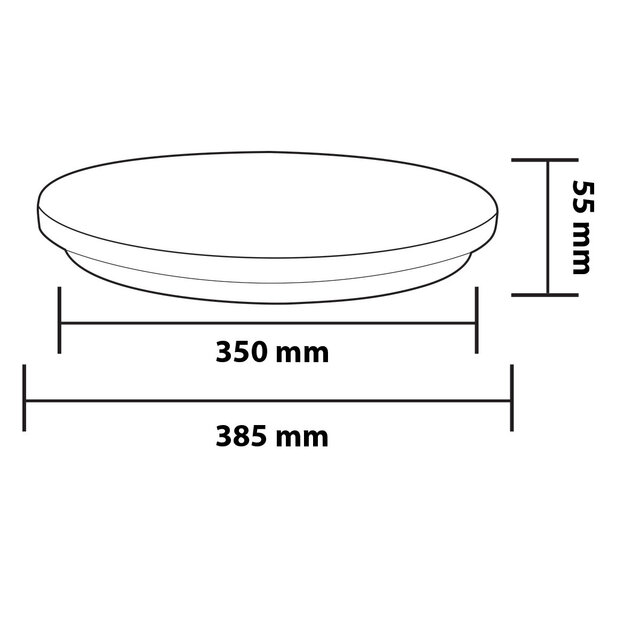 HLW LED LED Ceiling Light - Elotra - Surface Mounted Round 36W - Bright/Cool White 6400K - Matt White Aluminum - Ø350mm