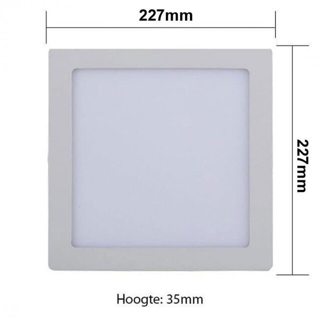 HLW LED LED Downlight Pro - Aigi - Surface Mounted Square 18W - Bright/Cool White 6000K - Matte White - 227mm