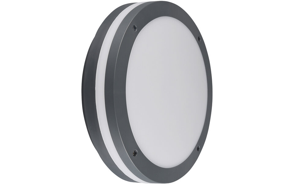 HLW LED LED Plafondlamp - Trion Keraly - Opbouw Rond - Bewegingssensor - Waterdicht - 12W - Mat Antraciet - Kunststof