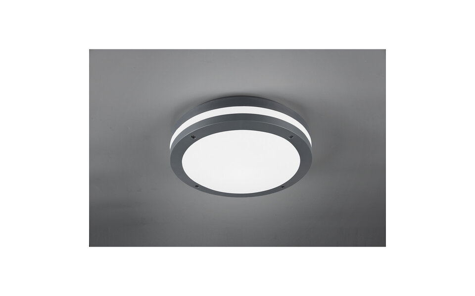 HLW LED LED Ceiling Light - Trion Keraly - Surface Mounted Round - Motion Sensor - Waterproof - 12W - Matte Anthracite - Plastic HLW LED LED Ceiling Light - Trion Keraly - Surface Mounted Round - Motion Sensor - Waterproof - 12W - Matte Anthracite - Plastic