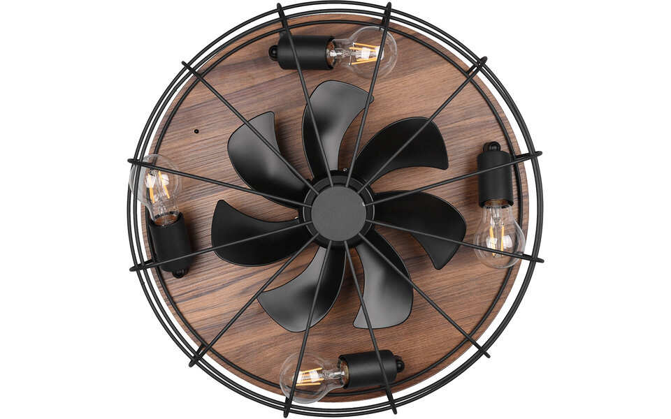 HLW LED LED Ceiling Light with Fan - Ceiling Fan - Trion Turbind - E27 Fitting - Remote Control - Round - Matte Black/Brown - Aluminum HLW LED LED Ceiling Light with Fan - Ceiling Fan - Trion Turbind - E27 Fitting - Remote Control - Round - Matte Black/Brown - Aluminum