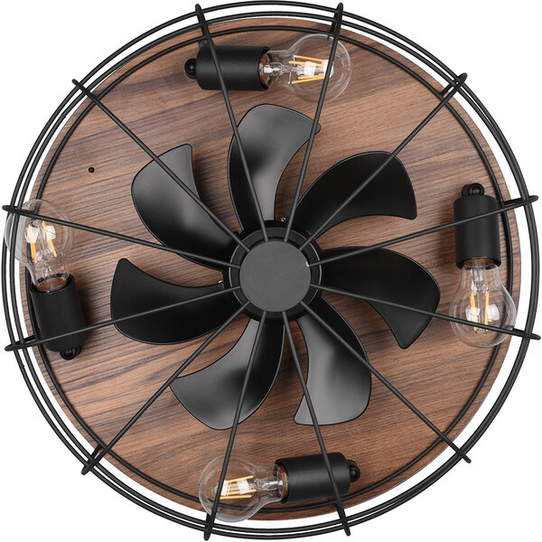 HLW LED LED Plafondlamp met Ventilator - Plafondventilator - Trion Turbind - E27 Fitting - Afstandsbediening - Rond - Mat Zwart/Bruin - Aluminium HLW LED LED Plafondlamp met Ventilator - Plafondventilator - Trion Turbind - E27 Fitting - Afstandsbediening - Rond - Mat Zwart/Bruin - Aluminium