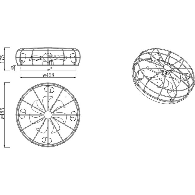 HLW LED LED Ceiling Light with Fan - Ceiling Fan - Trion Turbind - E27 Fitting - Remote Control - Round - Matte Black/Brown - Aluminum HLW LED LED Ceiling Light with Fan - Ceiling Fan - Trion Turbind - E27 Fitting - Remote Control - Round - Matte Black/Brown - Aluminum