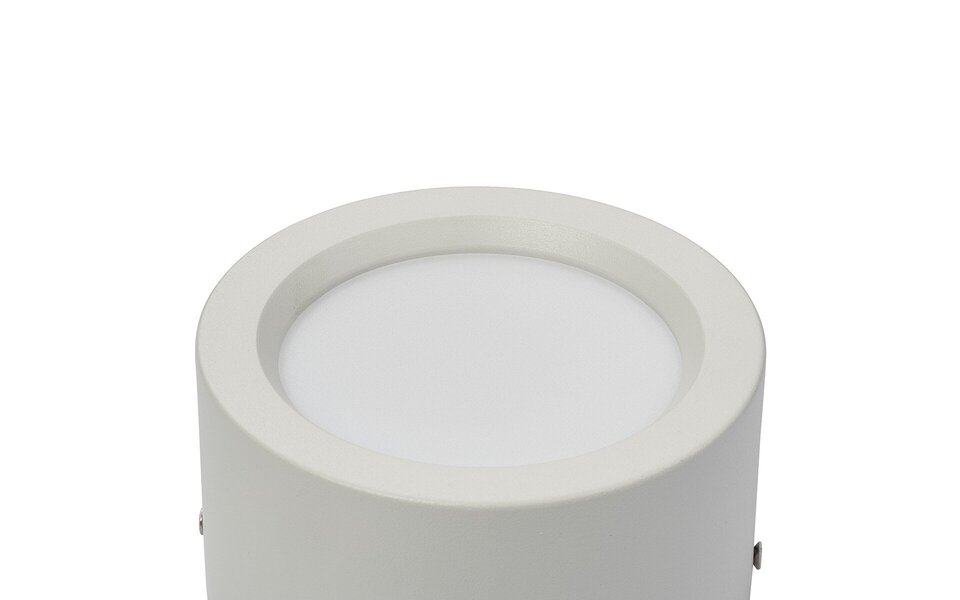 HLW LED LED Downlight - Surface Mounted Round High 10W - Natural White 4200K - Matt White Aluminum - Ø140mm