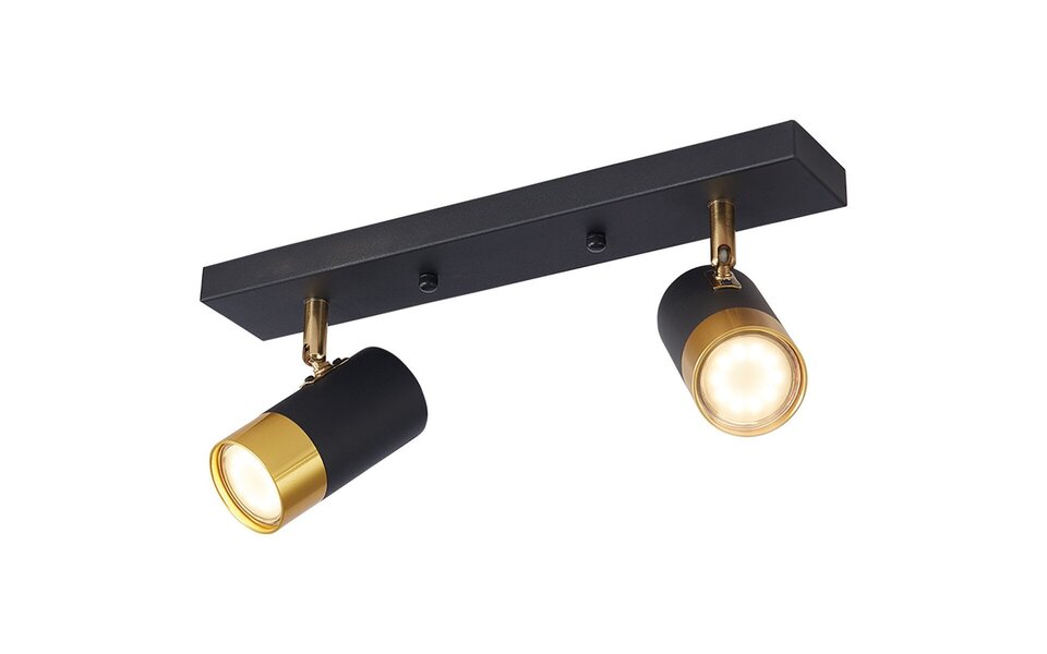 HLW LED LED Ceiling Spotlight - Brinton Tronta - GU10 Fitting - 2-light - Tiltable - Round/Rectangular - Black/Gold