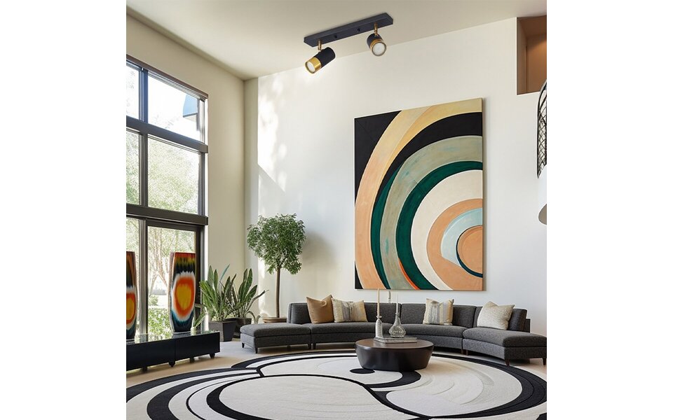 HLW LED LED Ceiling Spotlight - Brinton Tronta - GU10 Fitting - 2-light - Tiltable - Round/Rectangular - Black/Gold