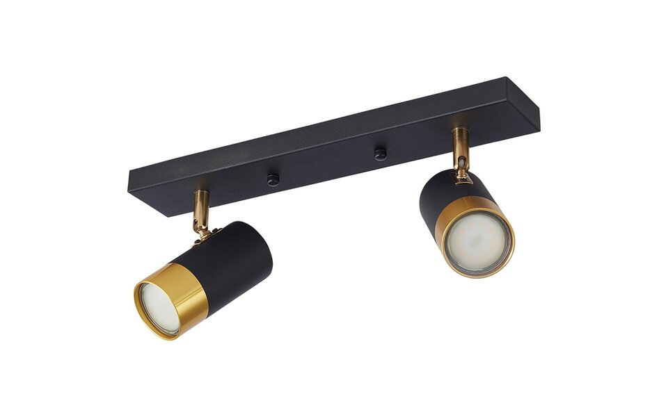 HLW LED LED Plafondspot - Brinton Tronta - GU10 Fitting - 2-lichts - Kantelbaar - Rond/Rechthoek - Zwart/Goud