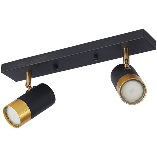 HLW LED LED Plafondspot - Brinton Tronta - GU10 Fitting - 2-lichts - Kantelbaar - Rond/Rechthoek - Zwart/Goud HLW LED LED Plafondspot - Brinton Tronta - GU10 Fitting - 2-lichts - Kantelbaar - Rond/Rechthoek - Zwart/Goud