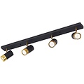 LED Plafondspot - Brinton Tronta - GU10 Fitting - 4-lichts - Kantelbaar - Rond/Rechthoek - Zwart/Goud