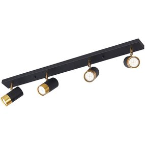 LED Plafondspot Brinton Tronta 4-lichts Zwart/Goud GU10 LED Plafondspot Brinton Tronta 4-lichts Zwart/Goud GU10