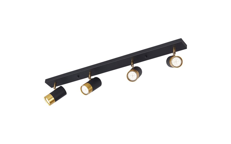 HLW LED LED Ceiling Spotlight - Brinton Tronta - GU10 Fitting - 4-light - Tiltable - Round/Rectangular - Black/Gold