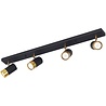 LED Plafondspot Brinton Tronta 4-lichts Zwart/Goud GU10 Binnenverlichting