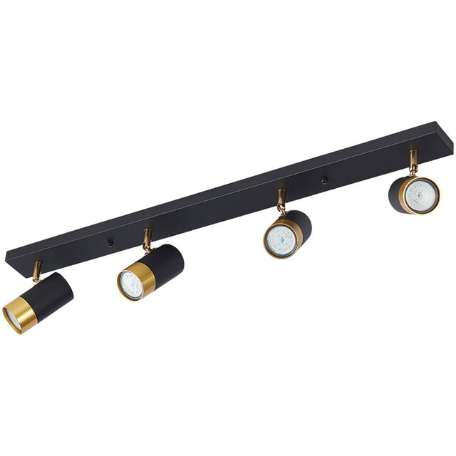 HLW LED LED Ceiling Spotlight - Brinton Tronta - GU10 Fitting - 4-light - Tiltable - Round/Rectangular - Black/Gold