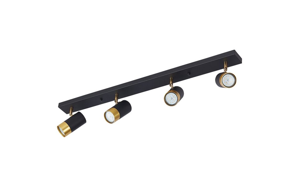 HLW LED LED Plafondspot - Brinton Tronta - GU10 Fitting - 4-lichts - Kantelbaar - Rond/Rechthoek - Zwart/Goud