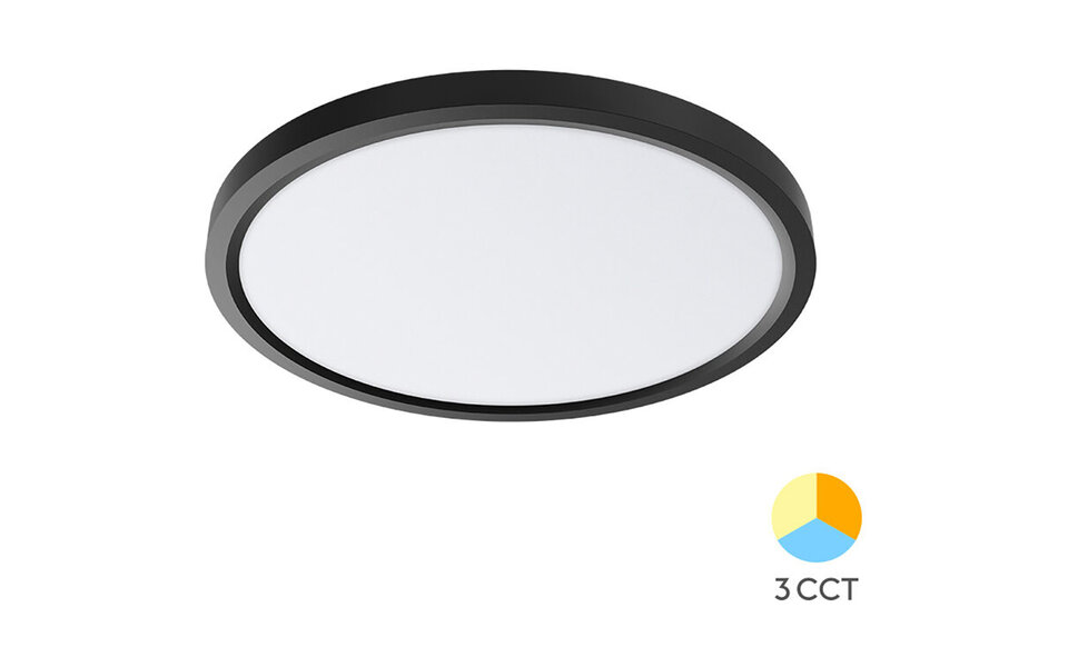 HLW LED LED Plafondlamp - Brinton Jin - 36W 3960lm - 840 Natuurlijk Wit 4000K - Ø400 mm - Opbouw - Rond - Zwart