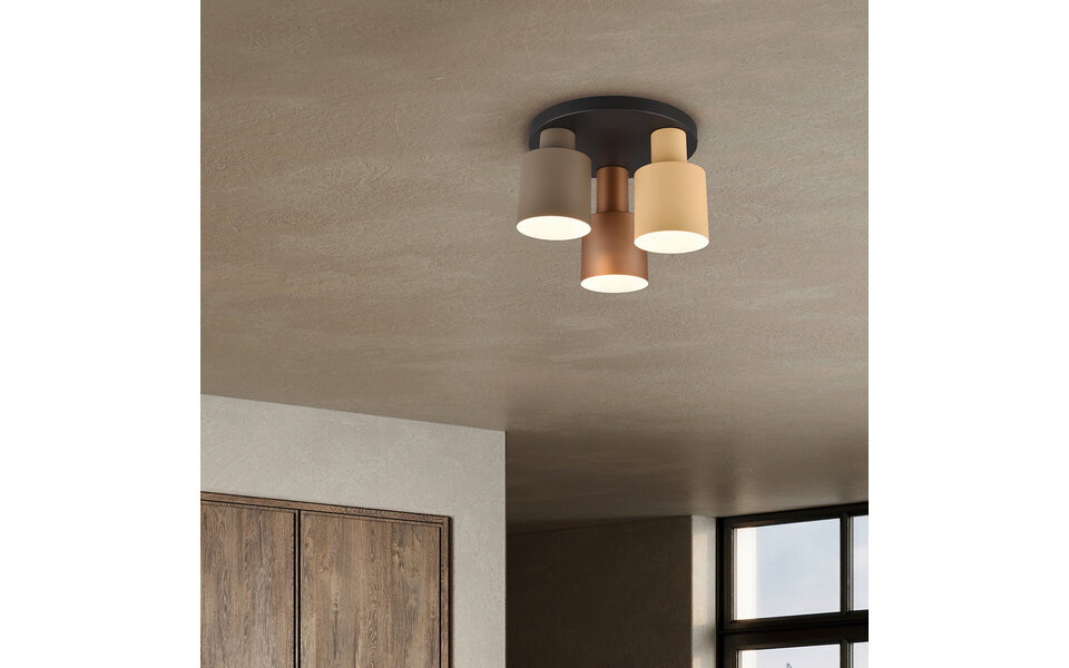 HLW LED LED Plafondlamp - Plafondverlichting - Trion Agido - E27 Fitting - 3-lichts - Zwart met Multicolor Lampenkap HLW LED LED Plafondlamp - Plafondverlichting - Trion Agido - E27 Fitting - 3-lichts - Zwart met Multicolor Lampenkap