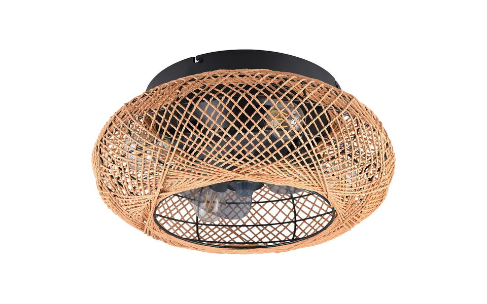 HLW LED LED Plafondlamp met Ventilator - Plafondventilator - Trion Lari - E27 fitting - Afstandsbediening - Rond - Bruin - Papier HLW LED LED Plafondlamp met Ventilator - Plafondventilator - Trion Lari - E27 fitting - Afstandsbediening - Rond - Bruin - Papier