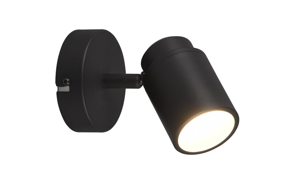 HLW LED LED Wall Spotlight - Trion Artion - GU10 Fitting - Splashproof IP44 - Round - Matte Black - Aluminum